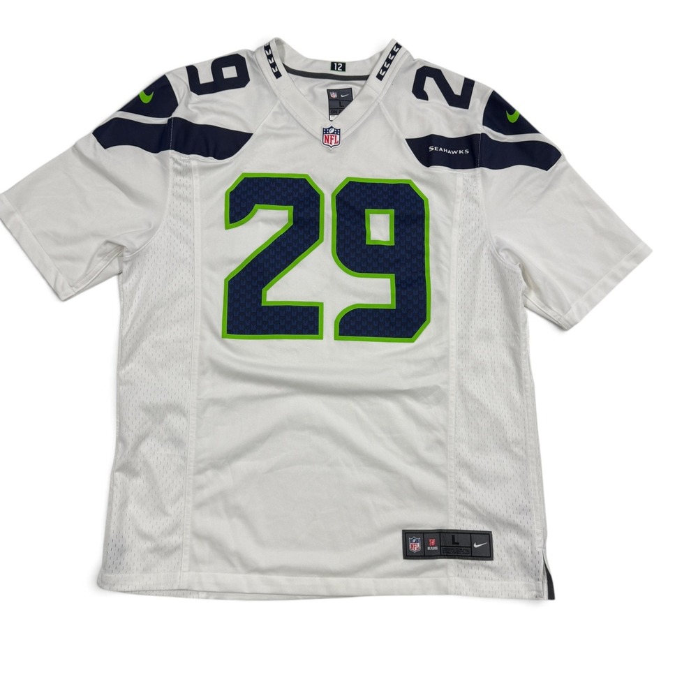 Nike Seattle Seahawks Earl Thomas Jersey Mens Large White #29 On Field